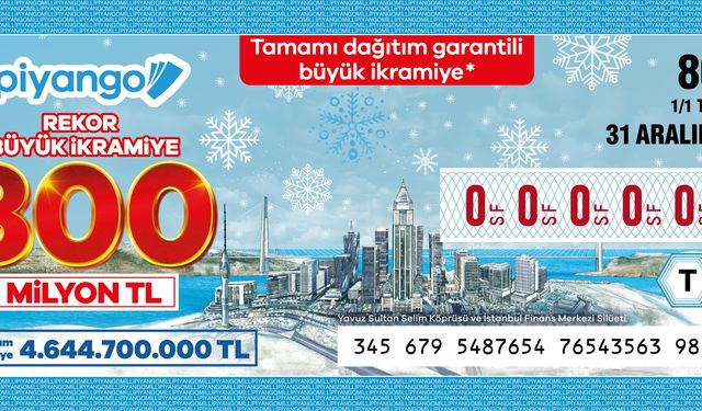 Milli piyango’dan 800 milyon tl yılbaşı ikramiyesi