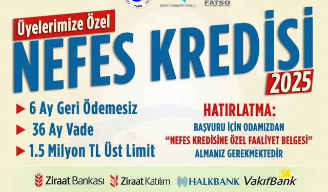 TOBB Nefes Kredisi'nde kredi hacmi 50 milyar TL'ye yükseltildi