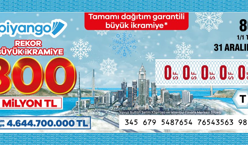 Milli piyango’dan 800 milyon tl yılbaşı ikramiyesi