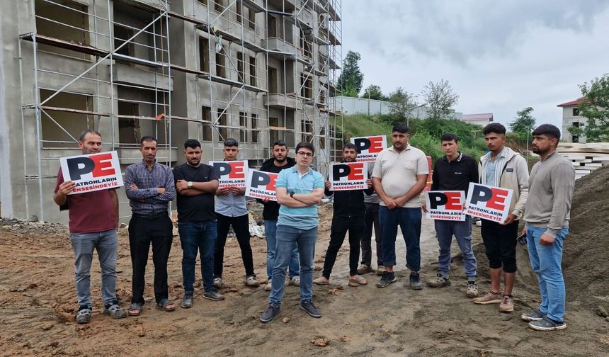 TOKİ şantiyesinde işçiler iki aylık ücretleri için eylemde: Halktan büyük destek