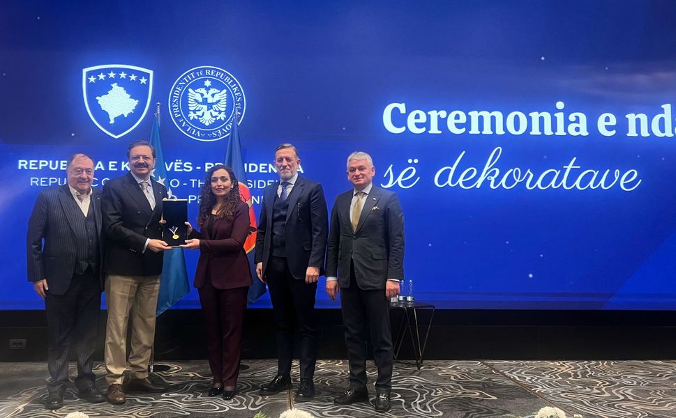 TOBB Başkanı Hisarcıklıoğlu’na Kosova Cumhurbaşkanlığı Liyakat Madalyası
